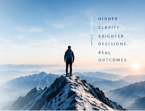 Executive perspective looking toward higher clarity, brighter decisions and real outcomes
