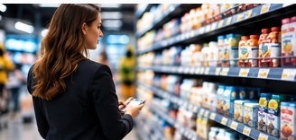 Retail professional evaluating a category in-store